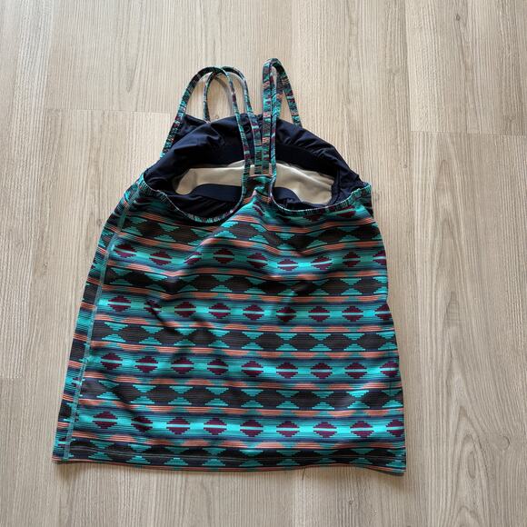 Women's Patagonia Teal Purple Aztec Latticeback Active Tank Top Shirt Sz Small - Picture 2 of 4